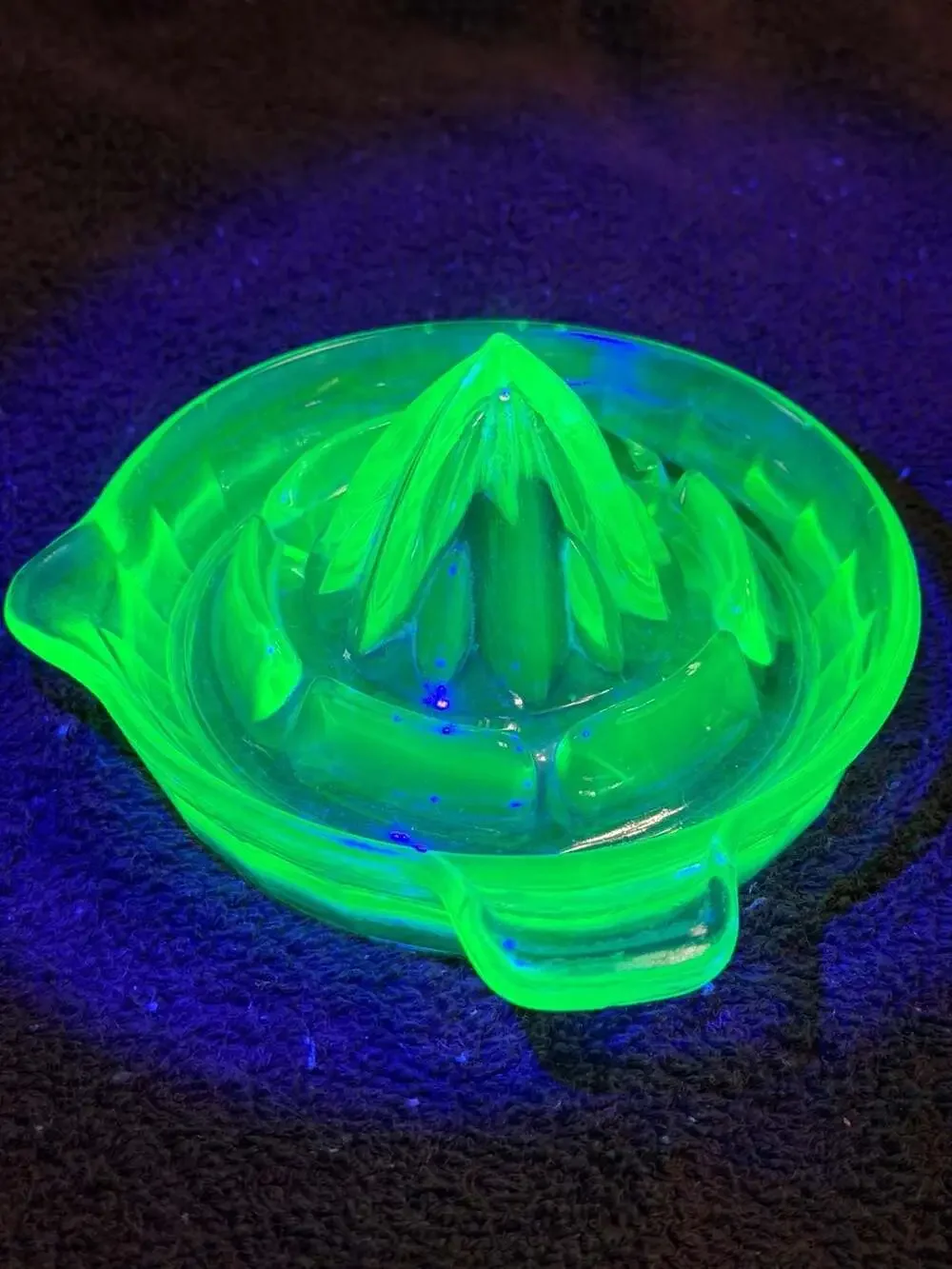 Vintage Uranium Depression Glass Creamer and Juicer Set